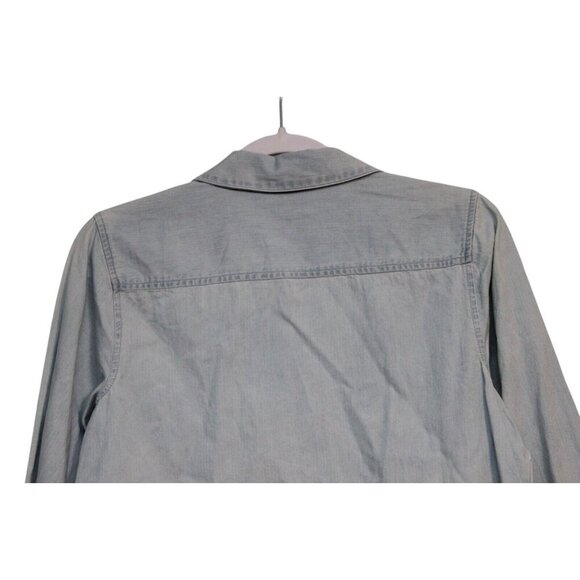 J Jill Button Up Blouse Size Small Chambray Denim Oversized Relaxed 100% Cotton - Picture 9 of 11